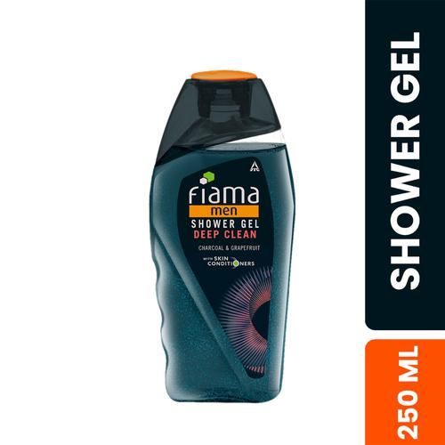 Fiama Men Shower Gel - Deep Clean, Charcoal & Grapefruit, For Refreshed Skin, 250 ml Bottle