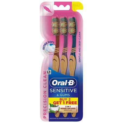 Oral-B Sensitive & Gums  Precision Clean Toothbrush  Tulsi infused bristles, 3 pc Buy 2 Get 1 Free