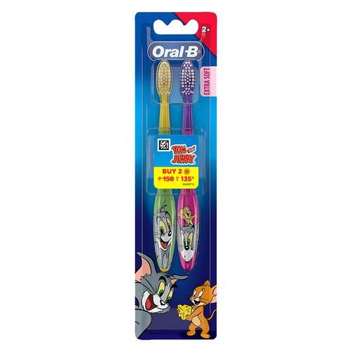 Oral-B Kids Toothbrush - Tom & Jerry, Extra Soft Bristles, Easy To Hold Handle, 2+ Years, 2 pcs