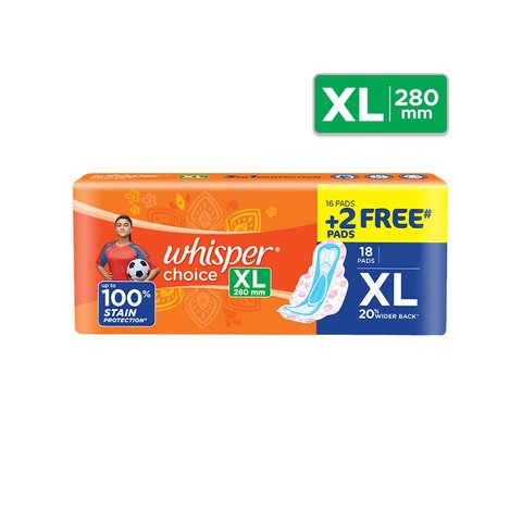 Whisper Choice Stain Protection Wings Sanitary Pads (XL)