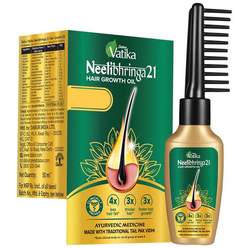 Dabur Vatika Neelibhringa 21 Hair Growth Oil - 3X Faster & Thicker Hair Growth, 50 ml