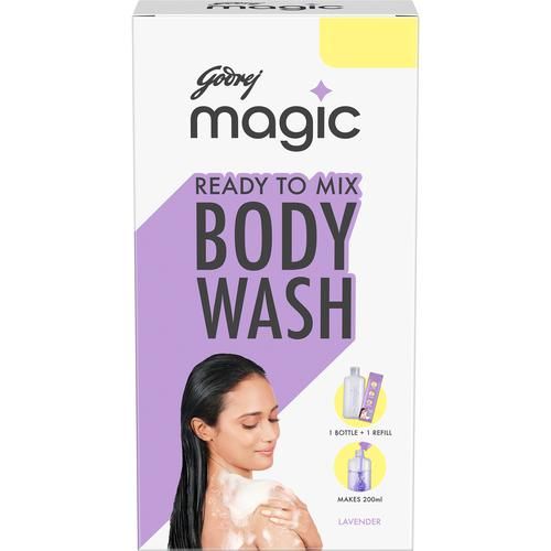 Godrej Magic Ready To Mix Body Wash - Lavender Combi Pack, Makes 200 ml, 37 g (Empty Bottle + Refill)