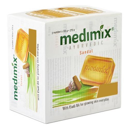 Medimix Ayurvedic Sandal Bathing Soap, With Eladi Oil for Glowing Skin Everyday, 125 g Pack of 3