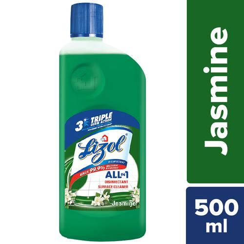 Lizol Disinfectant Surface & Floor Cleaner Liquid - Jasmine, 500 ml Bottle