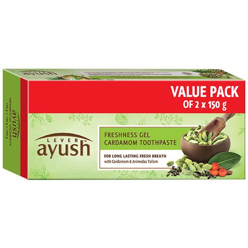 Lever Ayush Freshness Gel Cardamom Toothpaste, 150 g (Pack of 2)