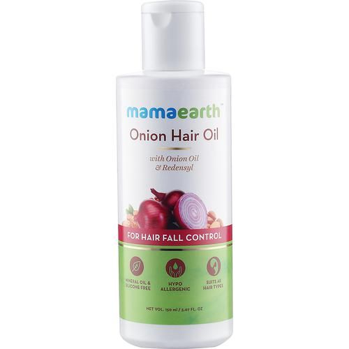 Mamaearth Onion Hair Oil - For Hair Fall Control, Mineral Oil & Silicone Free, 150 ml