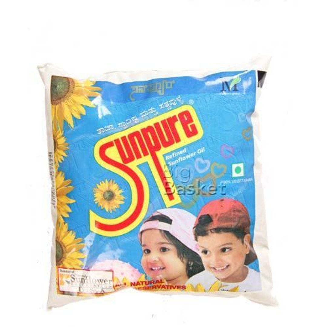 Sunpure Refined sunflower oil, 500 ml pouch