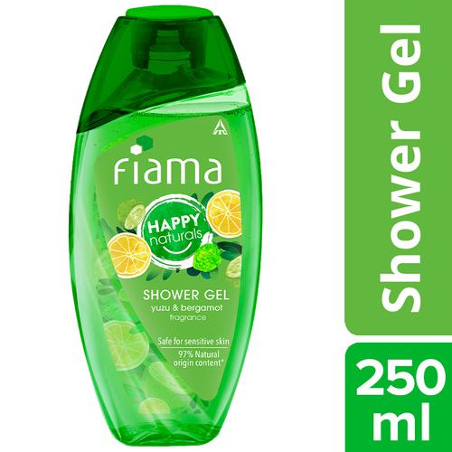 Fiama Happy Naturals Shower Gel - Yuzu & Bergamot, For Moisturised Skin, 250 ml Bottle