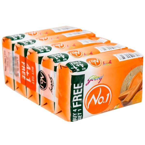 Godrej No.1 Sandal And Turmeric Soap (Buy 4 Get 1 Free) 5 x 100 g