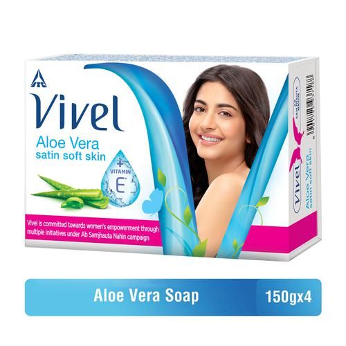 Vivel Aloe Vera Soap, For Satin Soft Skin, Enriched with Aloe Vera & Vitamin E, 150 g (Pack of 4)