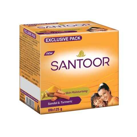 Santoor Sandal & Turmeric Soap - Pack of 8
