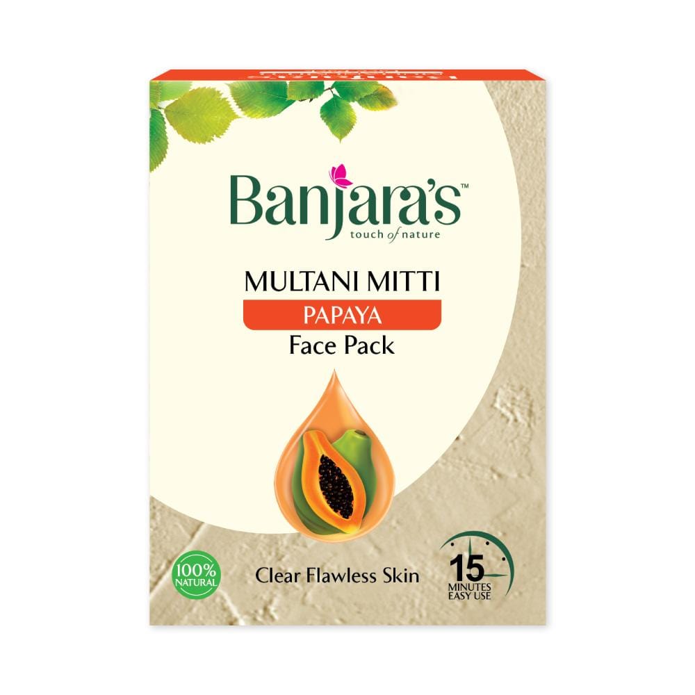 Banjara's Multani Mitti + Papaya Face Pack Powder - 100g (5*20g)