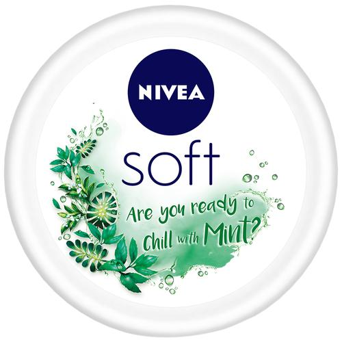 NIVEA Light Moisturizer - Soft Chilled Mint, With Vitamin E & Jojoba Oil, For Face, Hand & Body, Instant Hydration, Non-greasy Cream, 100 ml