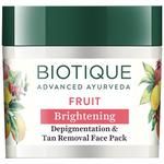 Biotique Bio Fruit Whitening Depigmentation  Tan Removal Face Pack  For All Skin Types 100 Botanical Extracts 75 G