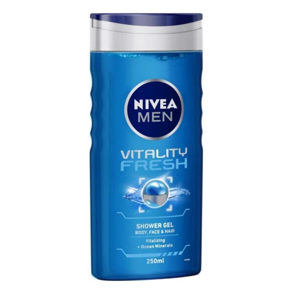 Nivea Men Shower Gel Vitality Fresh For Body , Face & Hair 250Ml