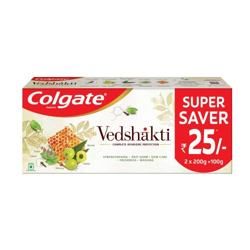 Colgate Swarna Vedshakti Ayurvedic Toothpaste AntiBacterial Paste For Whole Mouth Health With Neem Clove And Honey 500g 200g X 2 And 100g X 1
