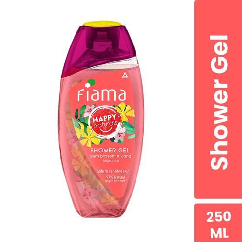 Fiama Happy Naturals Shower Gel - Plum Blossom & Ylang, For Moisturised Skin, 250 ml Bottle