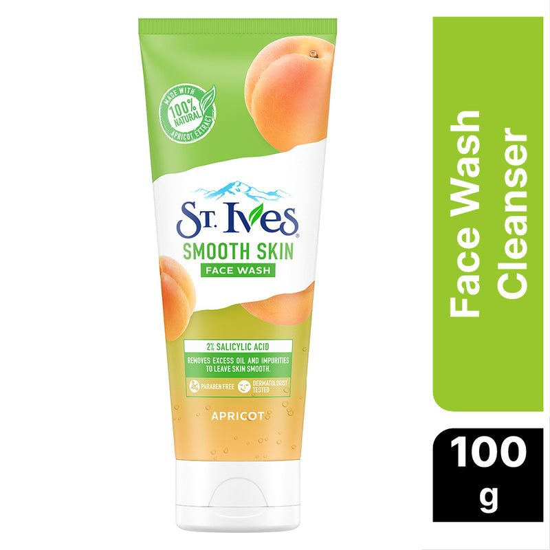 St. Ives Apricot Smooth Skin Face Wash Cleanser For Oily Skin Deep Pore Cleansing With 100% Natural Extract & 2% Salicylic Acid 100g