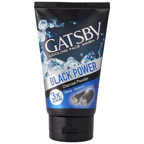 Gatsby Cooling Face Wash - Black Power, With Charcoal, Perfect Clean, 3X Scrub, 100 g