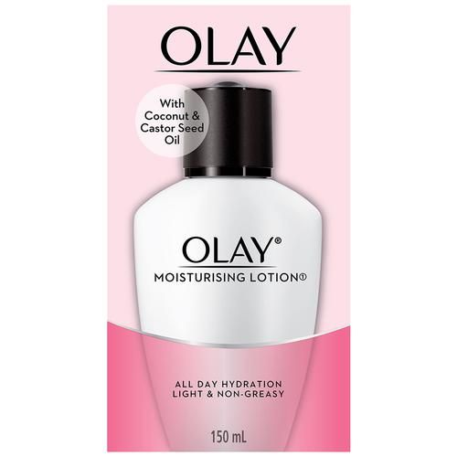 Olay Moisturising Lotion - With Coconut & Castor Seed Oil, Hydrates Skin, Light & Non-Greasy, 150 ml