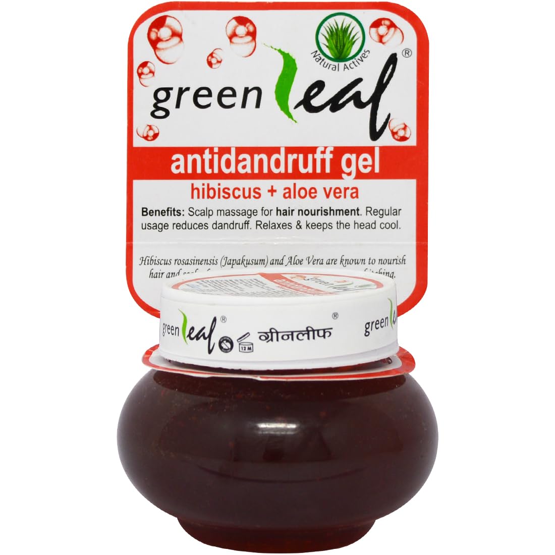 Green Leaf Anti-Dandruff Gel - Hibiscus & Aloe Vera, Nourishes Hair & Scalp, 120 g